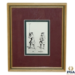 Pen Illustration Of Two 18th Century Gentlemen Playing Golf / Croquet 