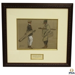 Circa 1920s Gentlemen Golfers Smoking & in Conversation Original Pencil, Water Color & Gouache On Board Artwork