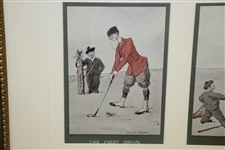 Edmund G. Fuller's Old Time Cartoon Prints in One Frame - 'The First Drive', 'Fore' & 'Entitled To See The Ball'
