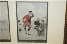 Edmund G. Fuller's Old Time Cartoon Prints in One Frame - 'The First Drive', 'Fore' & 'Entitled To See The Ball'