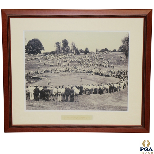Byron Nelson Putting at 1945 PGA Championship Black And White Photo - Win 8 of 11 In a Row