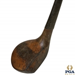 Willie Park Spliced Neck Woods Club Circa 1900 - Shaft & Head Stamp w/ Leather Face