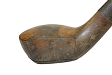 Willie Park Spliced Neck Woods Club Circa 1900 - Shaft & Head Stamp w/ Leather Face