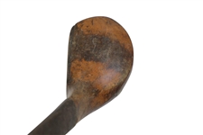 Willie Park Spliced Neck Woods Club Circa 1900 - Shaft & Head Stamp w/ Leather Face