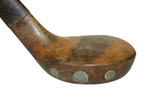Willie Park Spliced Neck Woods Club Circa 1900 - Shaft & Head Stamp w/ Leather Face