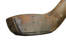 Willie Park Spliced Neck Woods Club Circa 1900 - Shaft & Head Stamp w/ Leather Face
