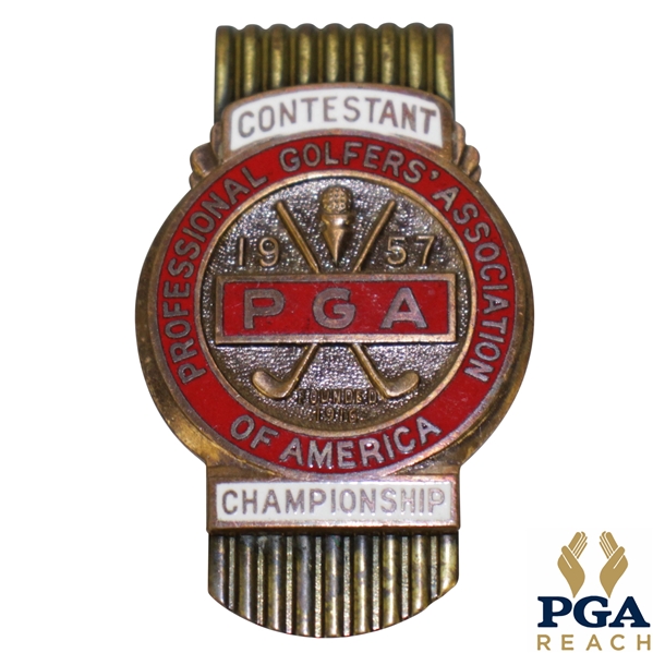 1957 PGA Championship at Miami Valley GC Contestant Badge - Lionel Hebert Winner