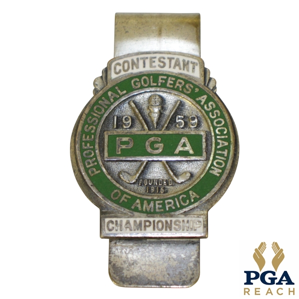 1959 PGA Championship at Minneapolis GC Contestant Badge - Bob Rosburg Winner