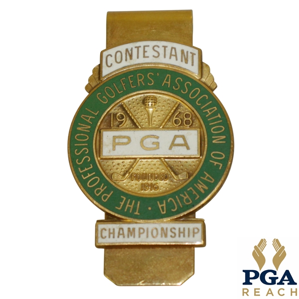 1968 PGA Championship at Pecan Valley CC Contestant Badge - Julius Boros Winner