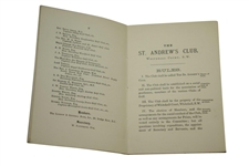 1892 St. Andrew's Club Rules, Regulations, and By-Laws Booklet