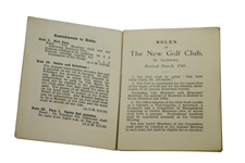 1949 St. Andrews 'Rules of the New Club' Booklet with Amendments (1958)