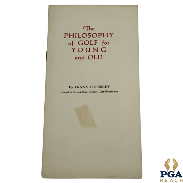 1921 The Philosophy of Golf for Old and Young by USSGA President Frank Presbrey Pamphlet