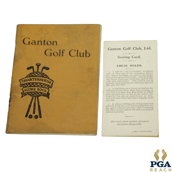 1923 Ganton Golf Club Charterhouse Score Book & Scoring Card - 1949 Ryder Cup Location