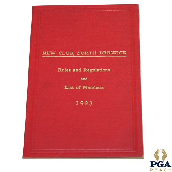 1923 North Berwick New Club Rules & Regulations and List of Members Booklet