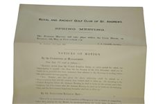 1891 Royal & Ancient Golf Club of St. Andrews Notice of Spring Meeting - April