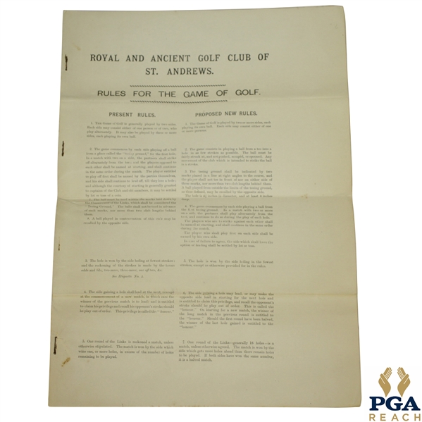 1891 Royal & Ancient St. Andrews Rules for the Game of Golf as Revised by The Special Committee