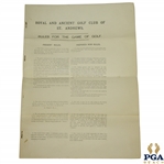 1891 Royal & Ancient St. Andrews Rules for the Game of Golf as Revised by The Special Committee