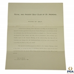 1891 Royal & Ancient St. Andrews Rules for the Game of Golf Revision Letter by The Special Committee