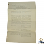 1891 Royal & Ancient St. Andrews Draft Rules for the Game of Golf Letter by The Special Committee
