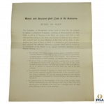 1897 Royal & Ancient St. Andrews Report by Rules Committee