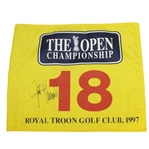 Justin Leonard Signed 1997 Open Championship at Royal Troon Flag JSA ALOA
