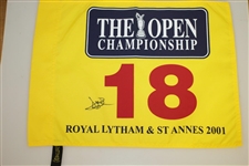 David Duval & Ernie Els Signed 2001 Open Championship Royal Lytham & St Annes Flags w/ Pictures JSA ALOA