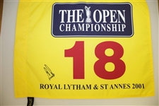 David Duval & Ernie Els Signed 2001 Open Championship Royal Lytham & St Annes Flags w/ Pictures JSA ALOA