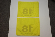 Paul Lawrie & Jean van de Velde Signed 1999 Open Championship Carnoustie Flags JSA ALOA