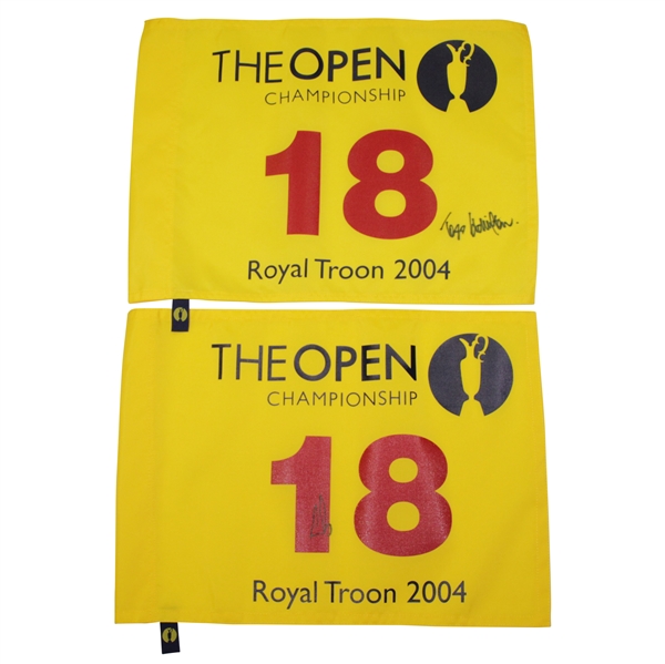 Todd Hamilton & Els Signed 2004 Open Championship Royal Troon Flag JSA ALOA
