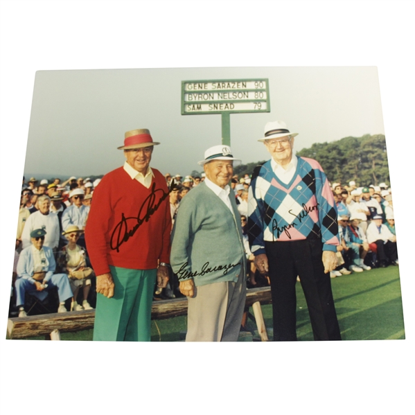 Legendary Masters Starters Snead, Sarazen, & Nelson Signed 11x14 Photo JSA ALOA
