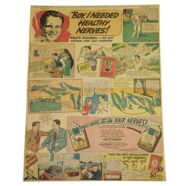 1937 Ralph Guldahl Camel Cigarette Comic Strip Advertisement - US Open
