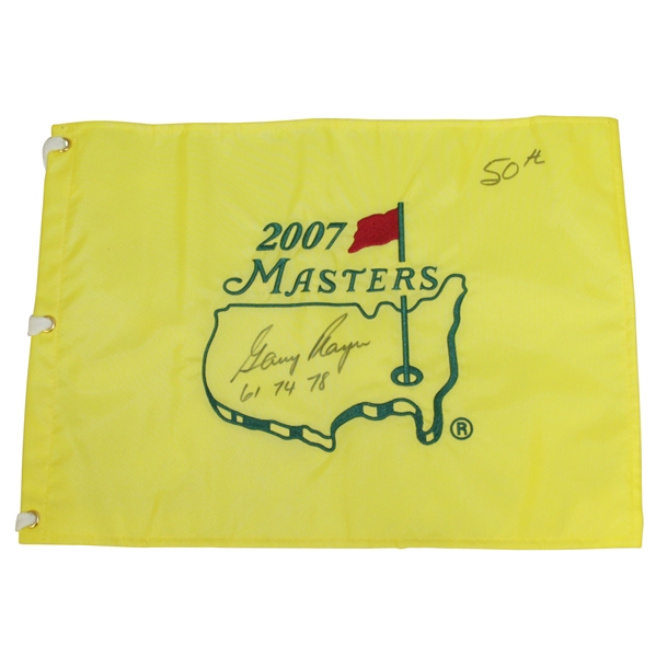 Gary Player Signed 2007 Masters Flag w/ Winning Years & 50th Inscription JSA ALOA