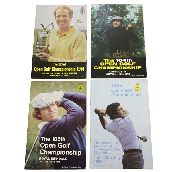 1974, 1975, 1976 & 1980 Open Championship Programs - Player, Watson & Miller Wins