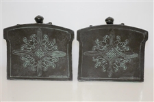 1923 Bronze Golfer Figure Bookends Set