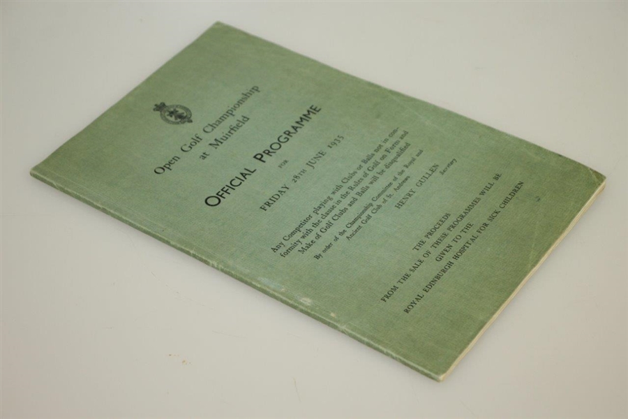 Lot Detail - 1935 Open Championship at Muirfield Official Programme ...