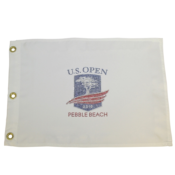 2019 US Open at Pebble Beach Bling Embroidered White Flag