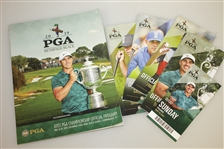 Brooks Koepka Signed 2019 PGA Championship at Bethpage Black White Flag w/ Program & Tickets JSA ALOA