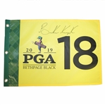 Brooks Koepka Signed 2019 PGA Championship at Bethpage Black Yellow Flag w/ Program & Tickets JSA ALOA