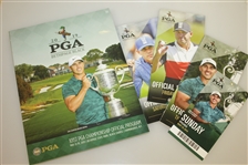 Brooks Koepka Signed 2019 PGA Championship at Bethpage Black Yellow Flag w/ Program & Tickets JSA ALOA