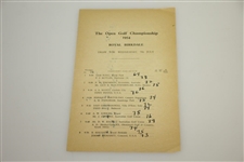 1954 Open Championship at Royal Birkdale Wednesday Program with Draw Sheet