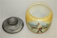 Circa 1910 Large Milk Glass Tobacco Humidor Purported to be by The Handel Co.