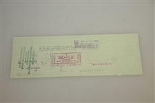 Sam J. Snead Signed Personal Check to Billy Casper Circa 1983 JSA ALOA