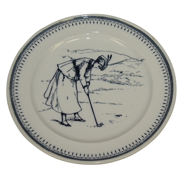 Apsley Decorative Plate w/ Scene of Lady Golfer Putting in Time-Period Attire