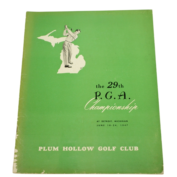 1947 PGA Championship at Plum Hollow Program - Jim Ferrier Win