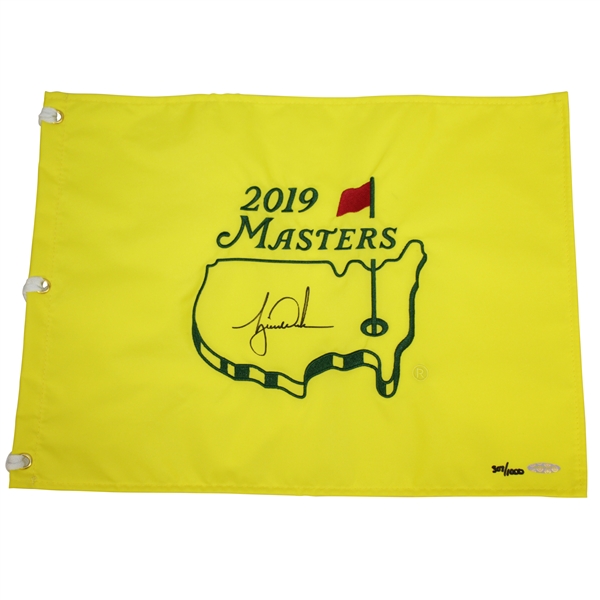 Tiger Woods Signed 2019 Masters Embroidered Flag Limited Ed UDA #BAM113576