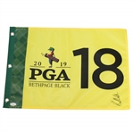 Brooks Koepka Signed 2019 PGA Championship at Bethpage Black Yellow Flag JSA ALOA
