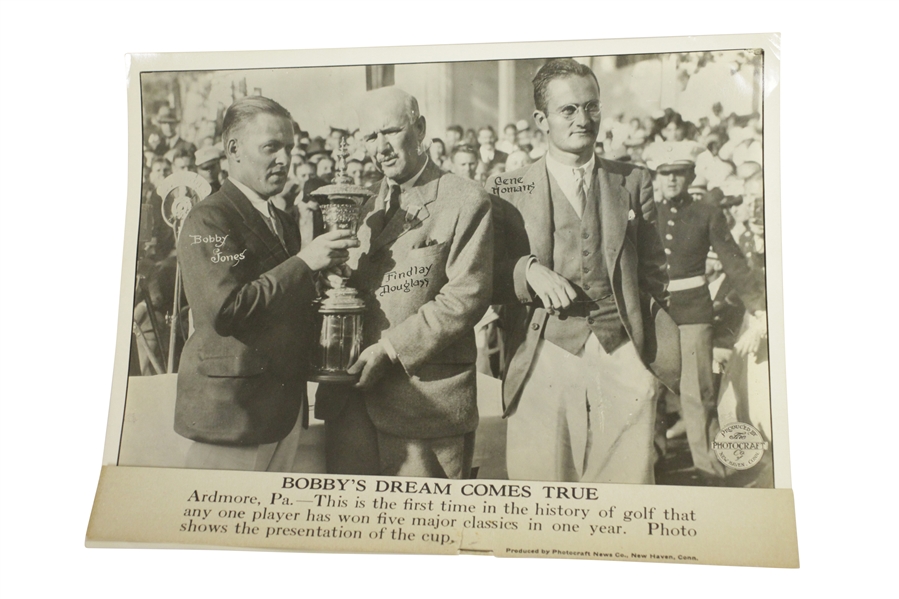 Bobby Jones 1930 U.S. Amateur Trophy Presentation Photocraft Photo - Grand Slam Complete