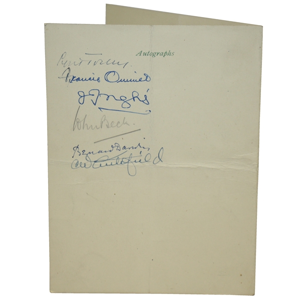 Francis Ouimet Signed 1947 Golf Writers Assoc. Annual Dinner Menu - St Andrews JSA ALOA