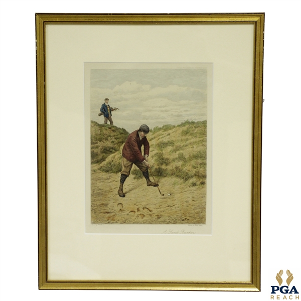 1894 A Sand Bunker Etching by C.E. Brock