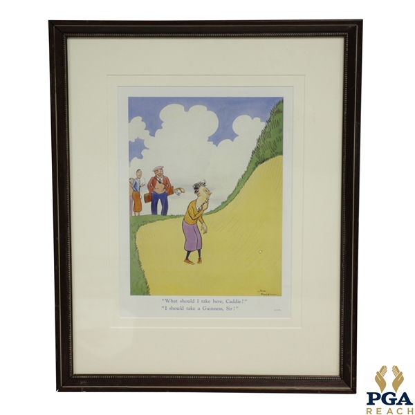 Guinness Advertising Cartoon Illustration of Golfer by Artist Jean Bateman